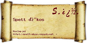 Spett Ákos névjegykártya